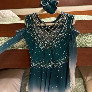 Stunning Green Figure Skate Competition Dress